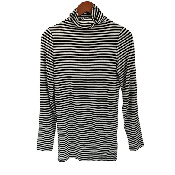 French Connection Nautical Turtleneck Sweater Knit Wool Striped Soft - Picture 1 of 8